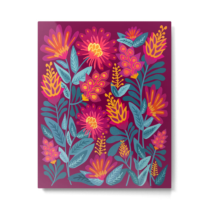Fiesta Garden Illustration Metal Print Gallery Image 1