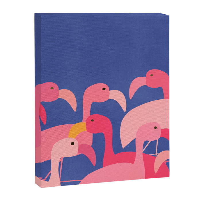 Flamingo Party / Whimsical Bird Illustration Canvas Print Gallery Image 1