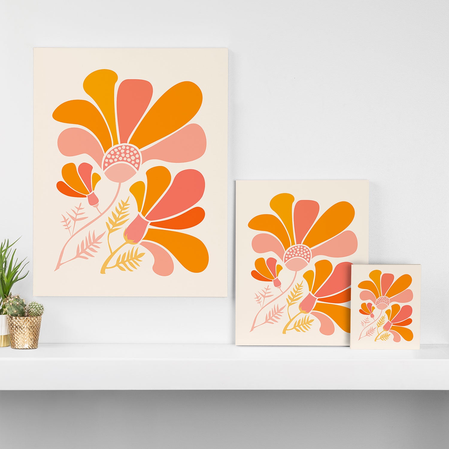 Floral Disco Party - 70s Style Wildflowers Canvas Print Gallery Image 3