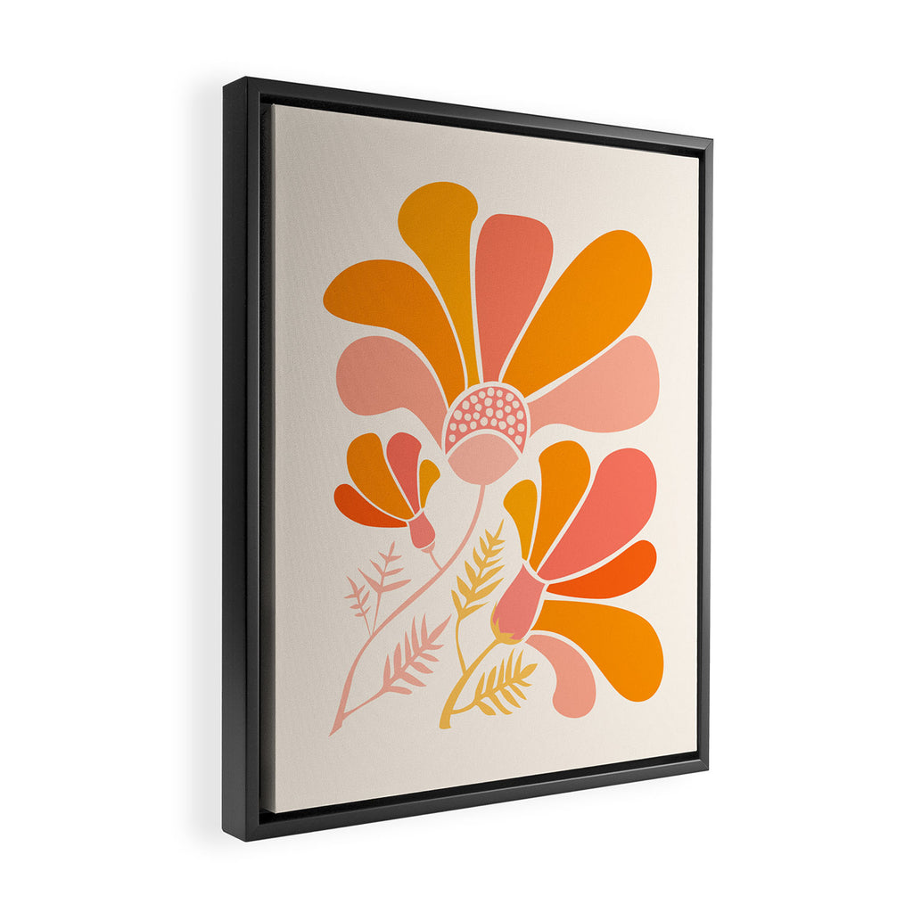 Floral Disco Party - 70s Style Wildflowers Framed Canvas Print Gallery Image 2