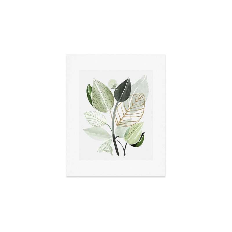 Forest Bouquet - Green Leaves Watercolor Art Print Gallery Image 1