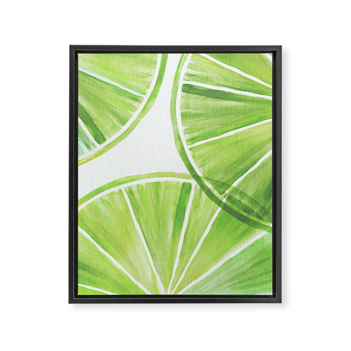 Fresh Lime Citrus Abstract Watercolor Framed Canvas Print Gallery Image 1