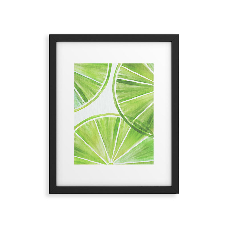 Fresh Lime Citrus Abstract Watercolor Framed Art Print Gallery Image 4