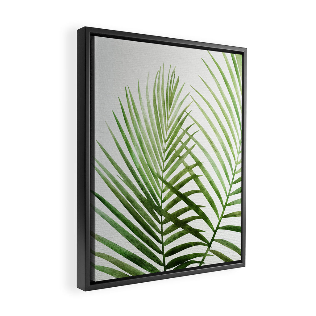 Fresh Palm Fronds Watercolor Framed Canvas Print Gallery Image 2