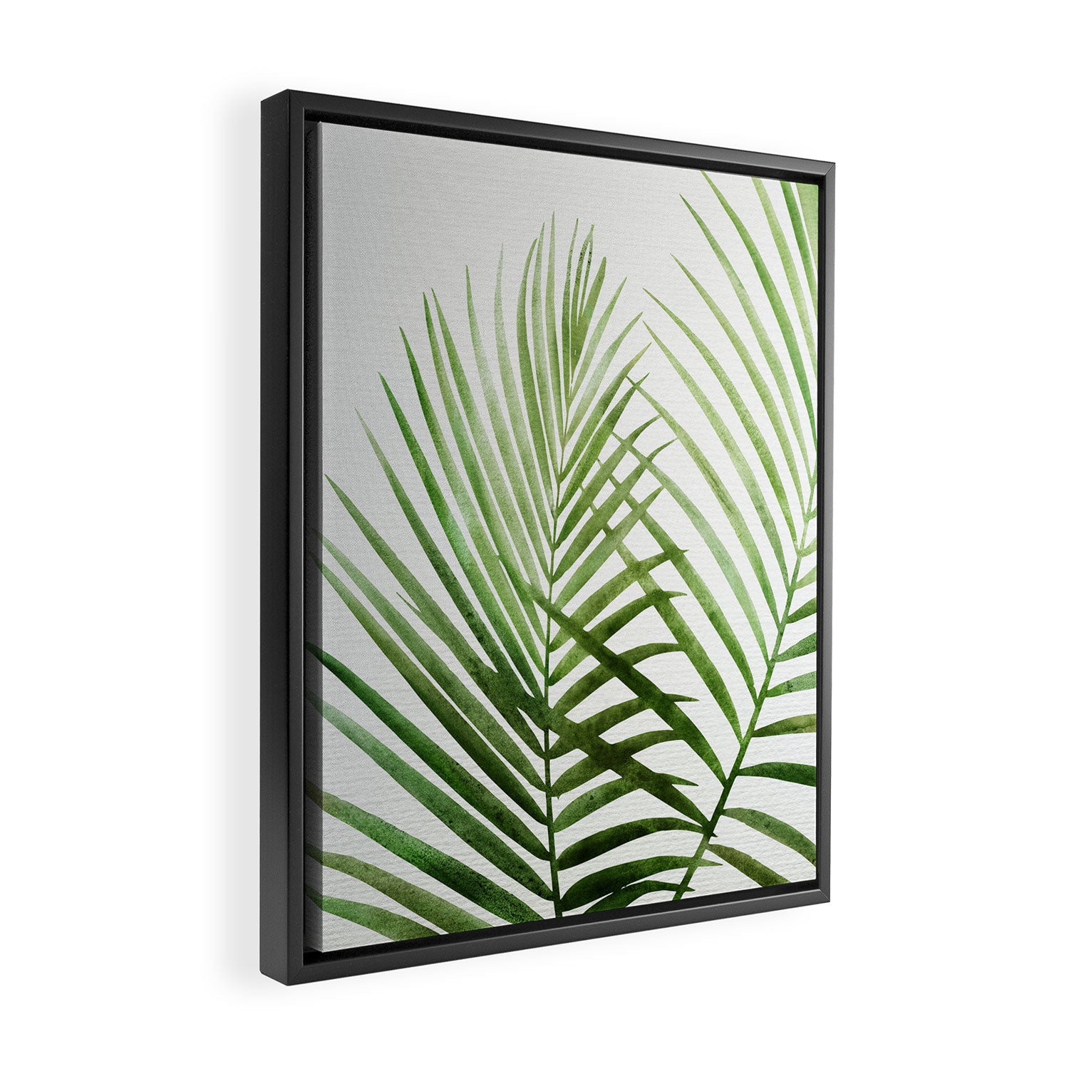 Fresh Palm Fronds Watercolor Framed Canvas Print Gallery Image 2