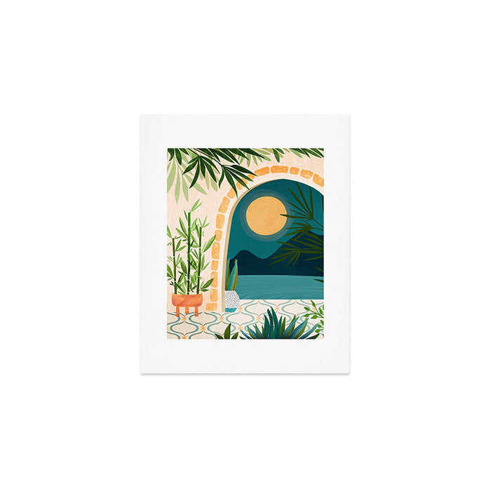 Full Moon Rising Night Landscape / Villa Series Art Print Gallery Image 1