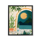 Full Moon Rising Night Landscape / Villa Series Framed Canvas Print Gallery Image 6