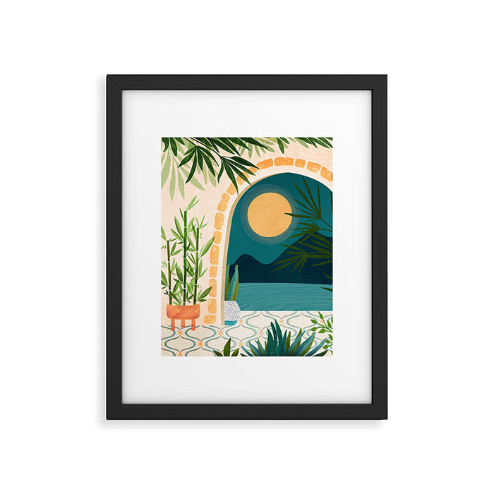 Full Moon Rising Night Landscape / Villa Series Framed Art Print Gallery Image 1
