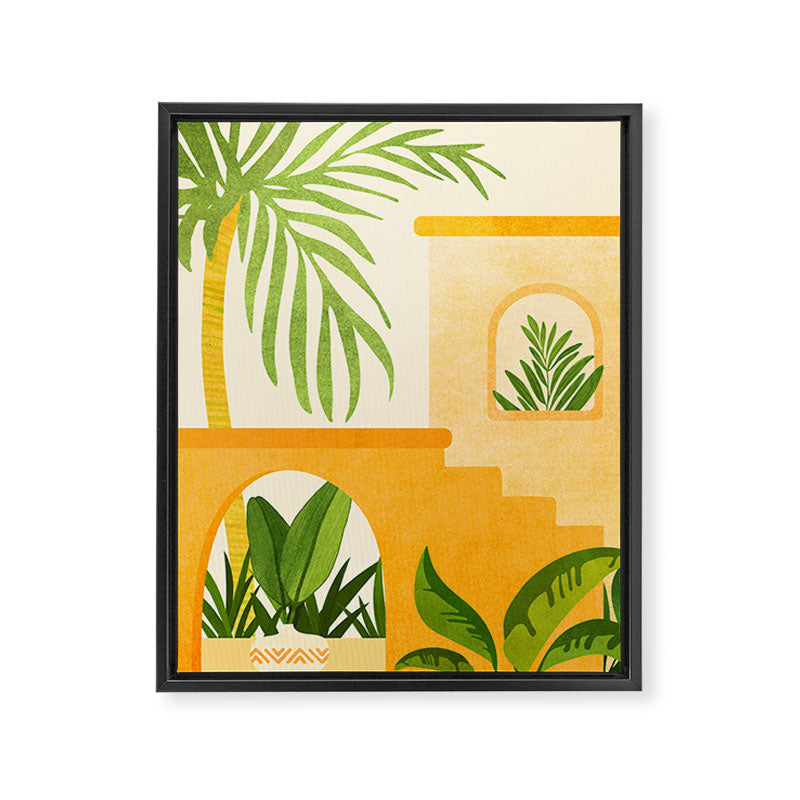 Garden Hacienda / Whimsical Landscape Illustration Framed Canvas Print Gallery Image 8