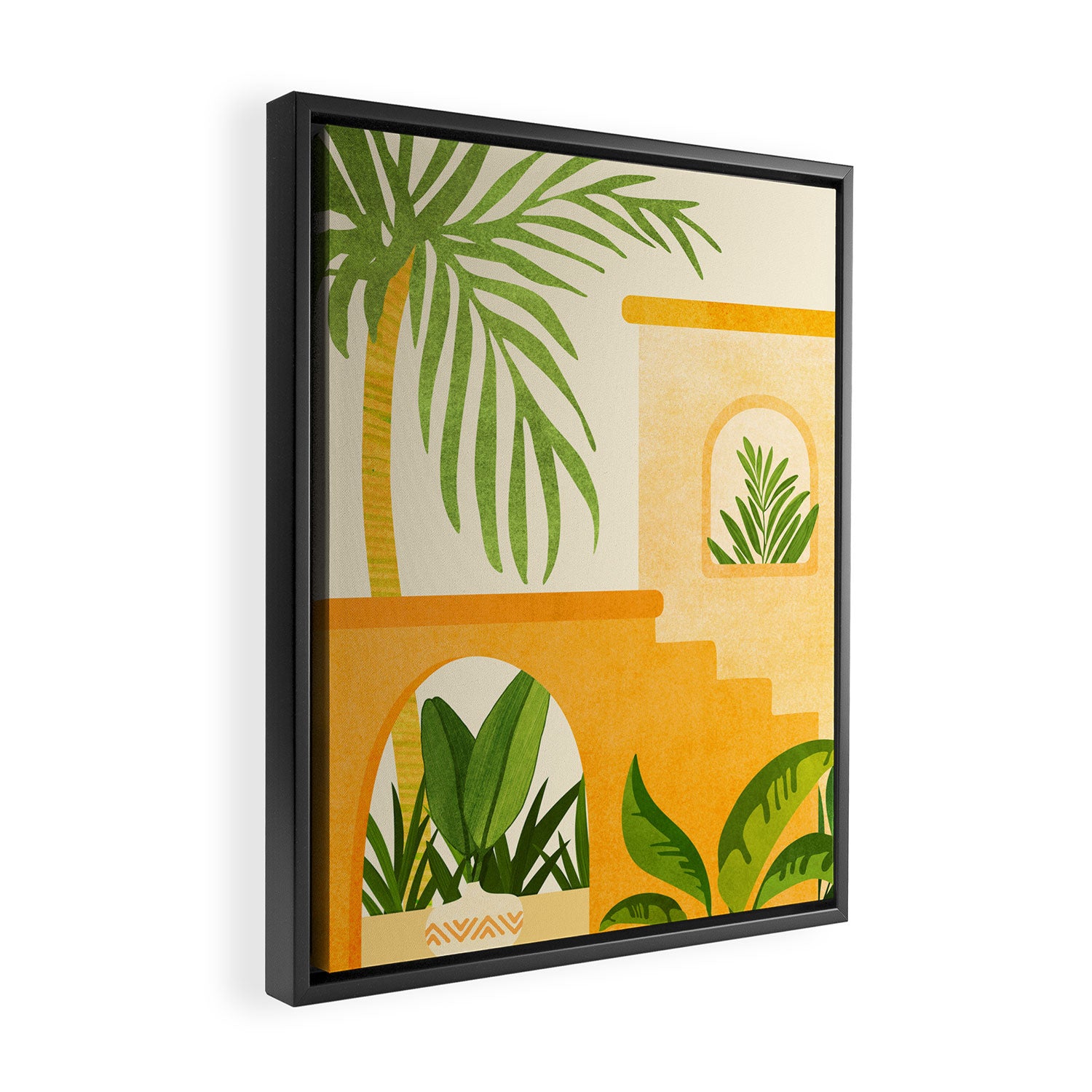 Garden Hacienda / Whimsical Landscape Illustration Framed Canvas Print Gallery Image 2
