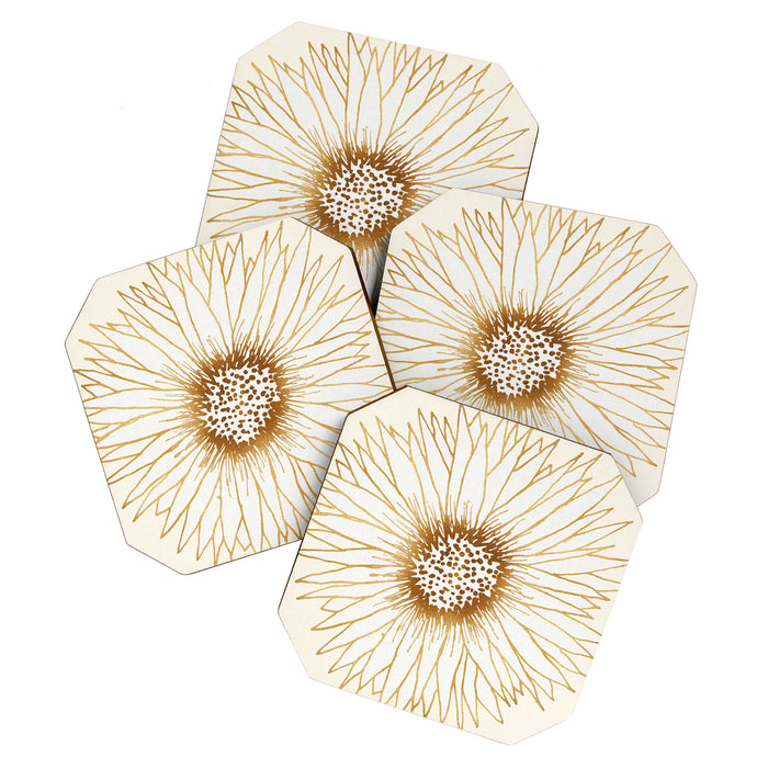 Gold Sunflower Drawing Coaster Gallery Image 1