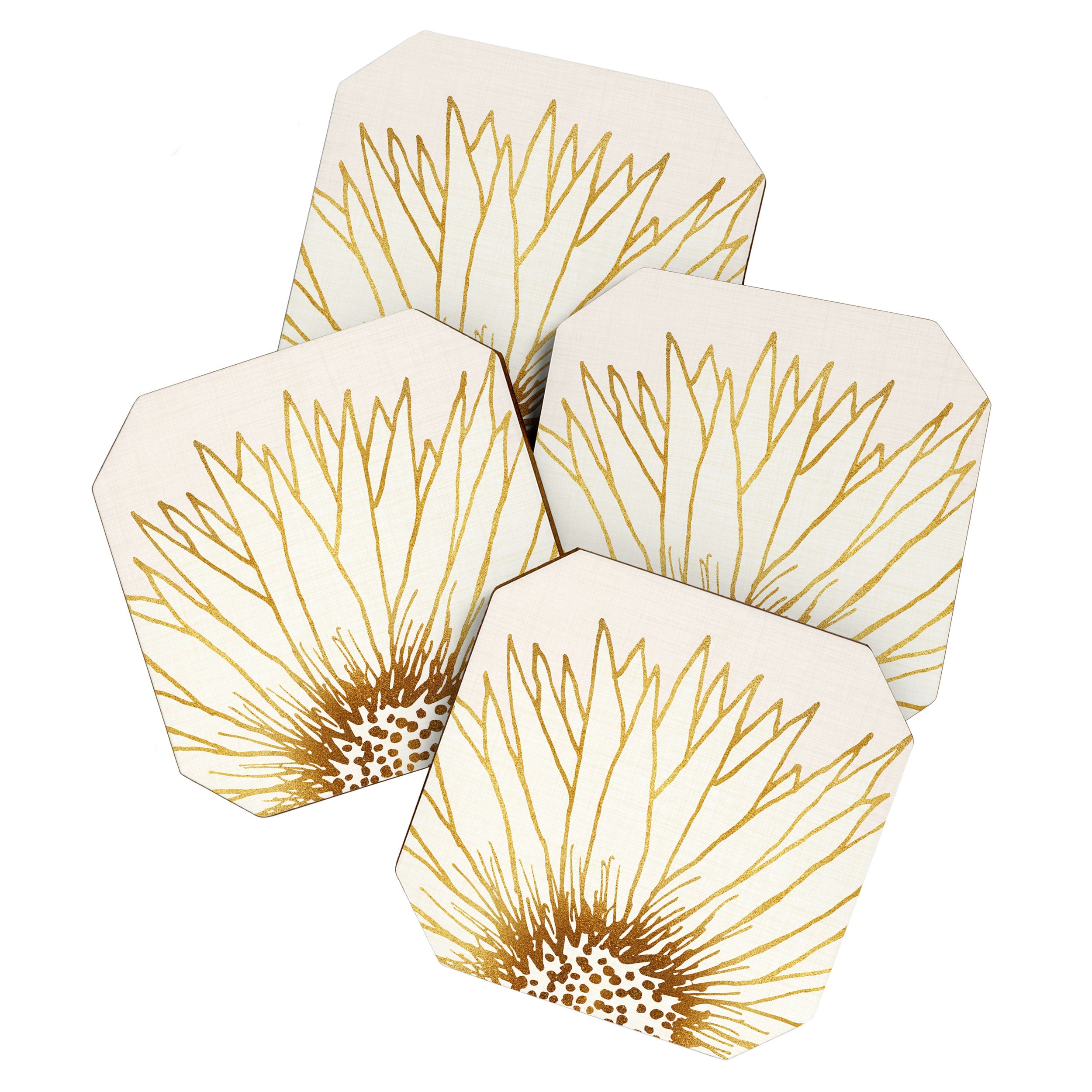 Gold Sunflower Floral Illustration Coaster Gallery Image 1