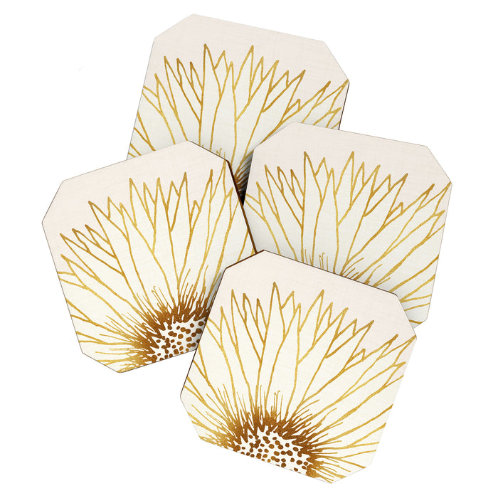 Gold Sunflower Floral Illustration Coaster Gallery Image 1