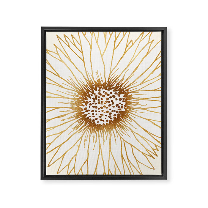 Gold Sunflower Drawing Framed Canvas Print Gallery Image 1
