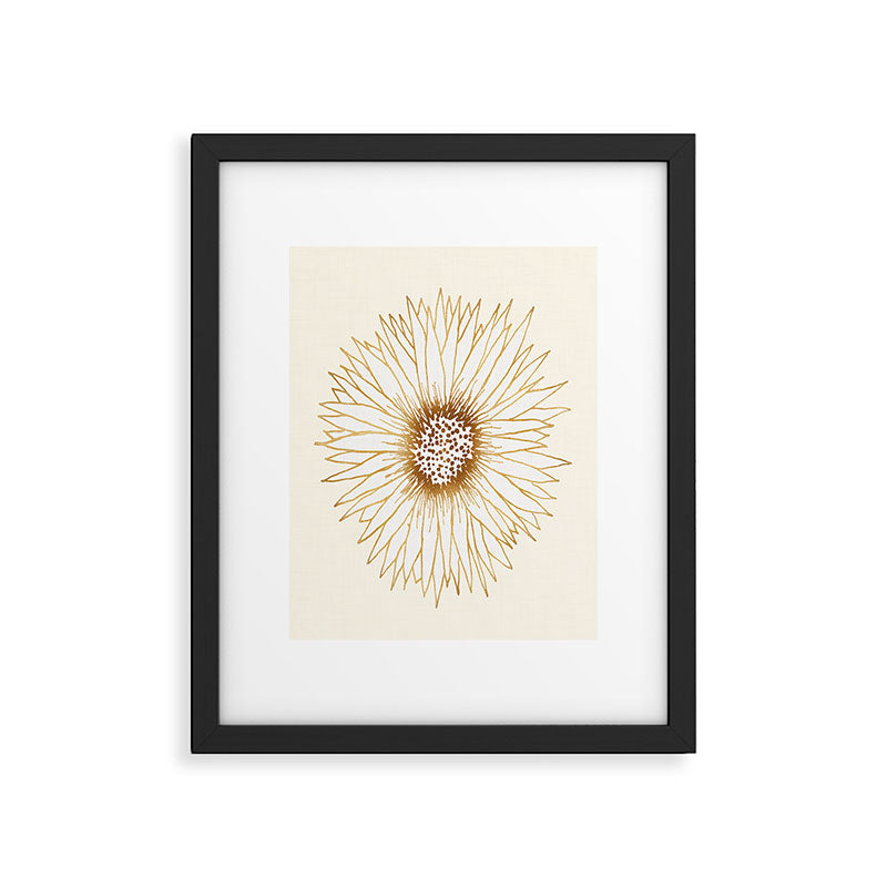 Gold Sunflower Drawing Framed Art Print Gallery Image 4