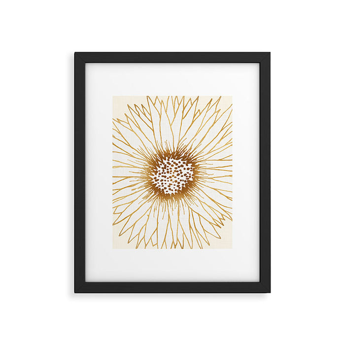 Gold Sunflower Drawing Framed Art Print Gallery Image 1