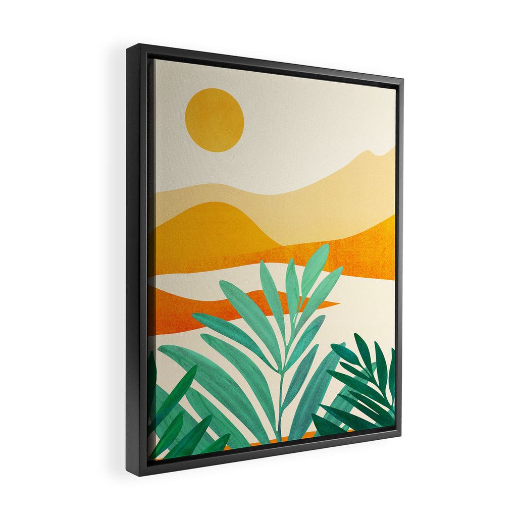 Golden Alpine Sunset Landscape Framed Canvas Print Gallery Image 2