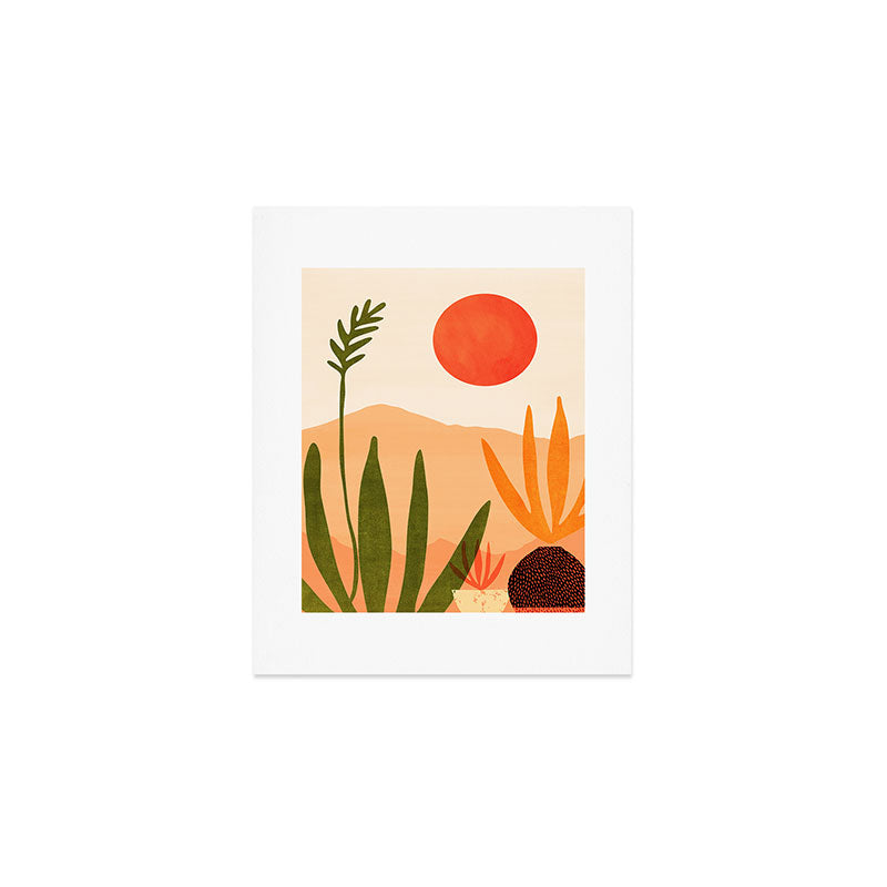 Golden California Desert Landscape Illustration Art Print Gallery Image 1