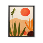 Golden California Desert Landscape Illustration Framed Canvas Print Gallery Image 6