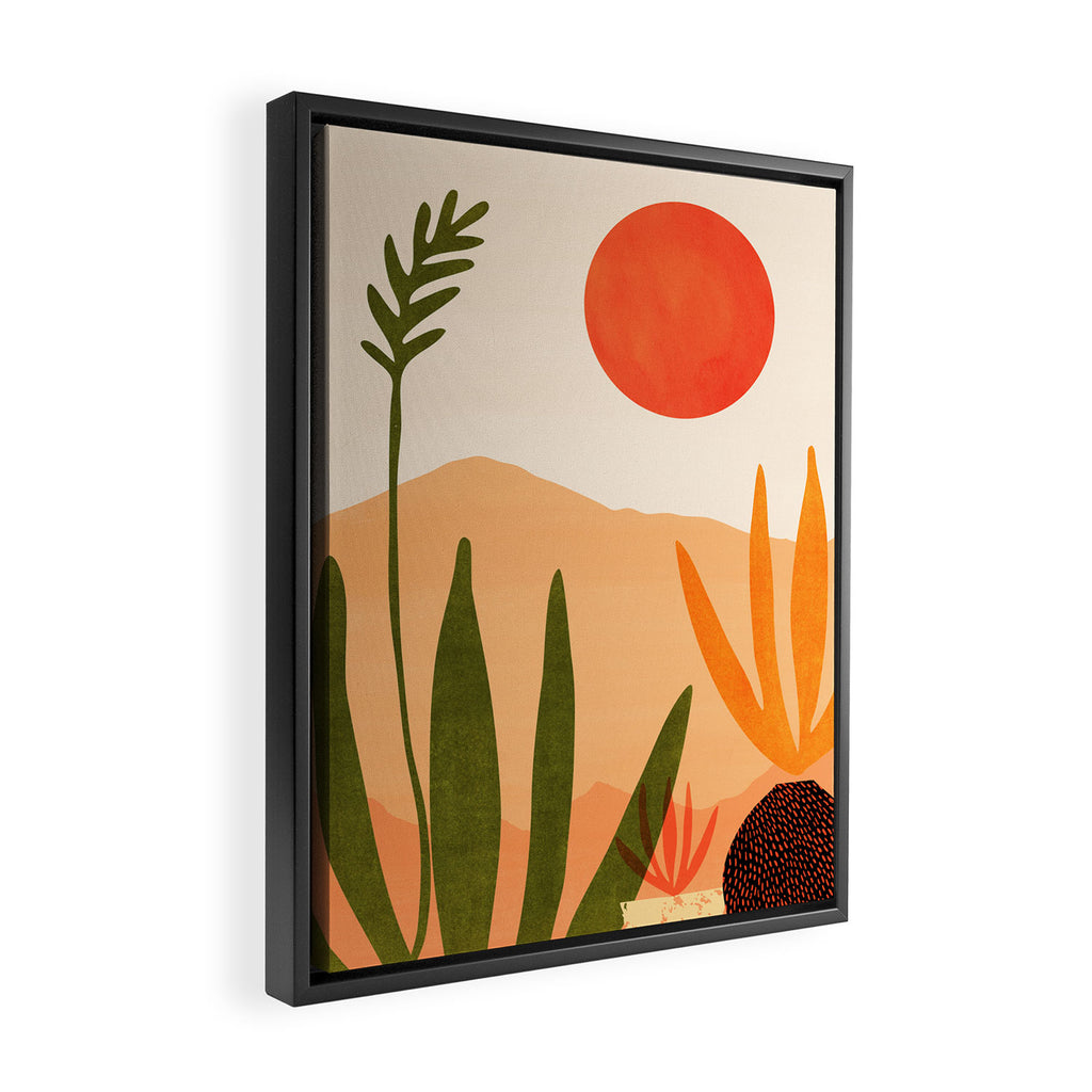 Golden California Desert Landscape Illustration Framed Canvas Print Gallery Image 2