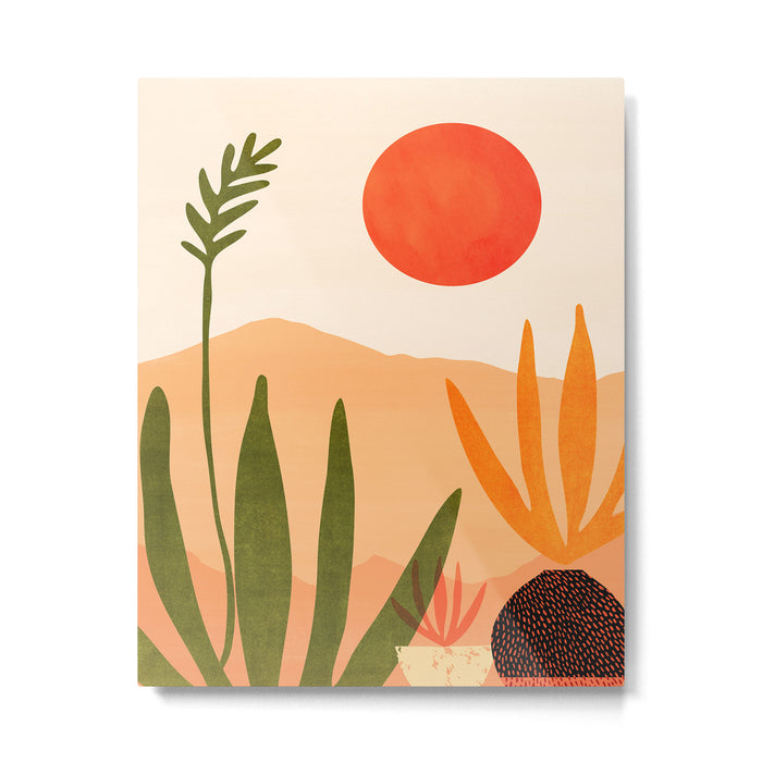 Golden California Desert Landscape Illustration Metal Print Gallery Image 1