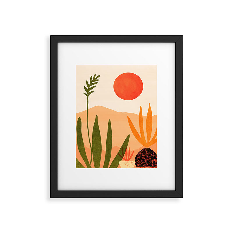 Golden California Desert Landscape Illustration Framed Art Print Gallery Image 5