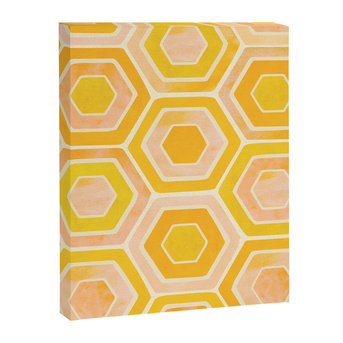 Golden Geometric Tiles Watercolor Canvas Print Gallery Image 8