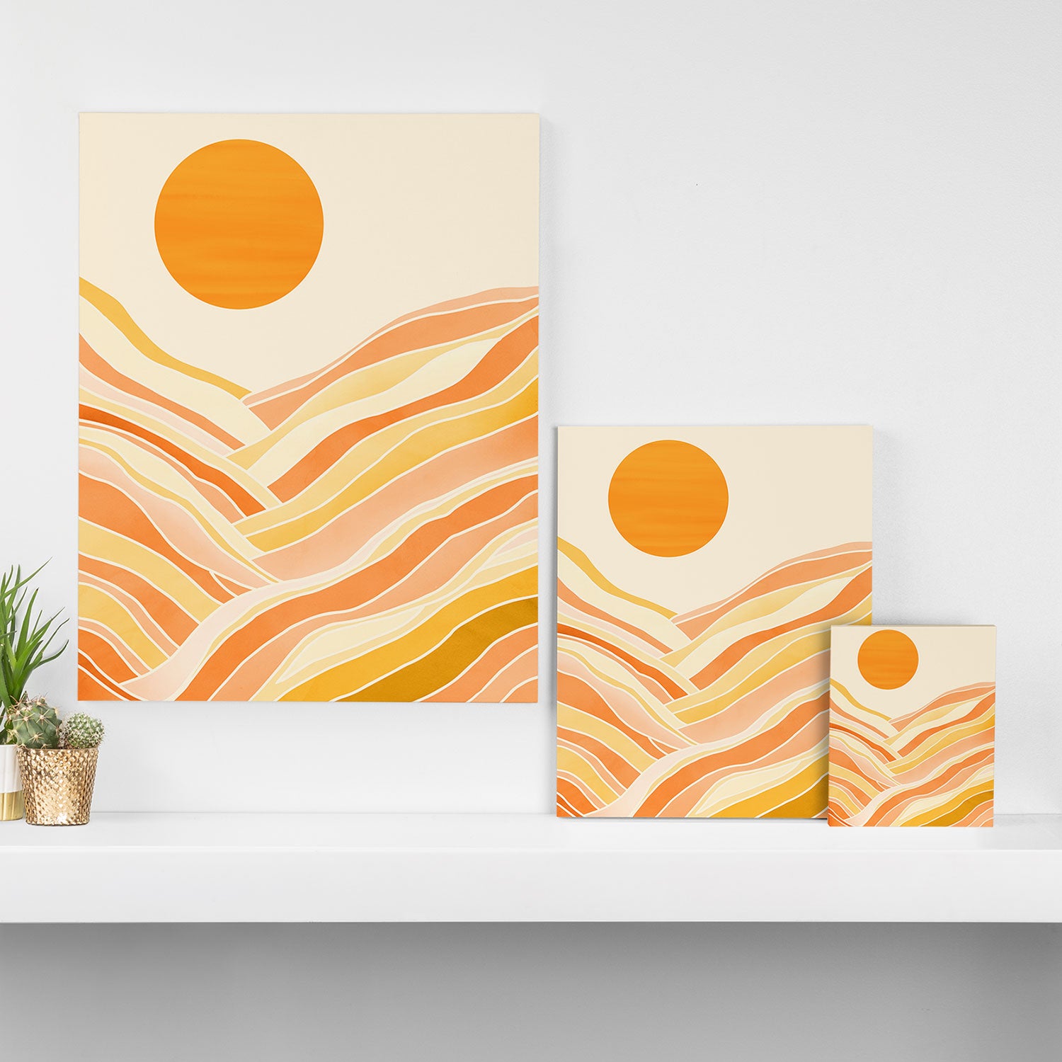 Golden Mountain Sunset / Abstract Landscape Canvas Print Gallery Image 3