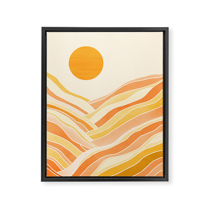 Golden Mountain Sunset / Abstract Landscape Framed Canvas Print Gallery Image 1