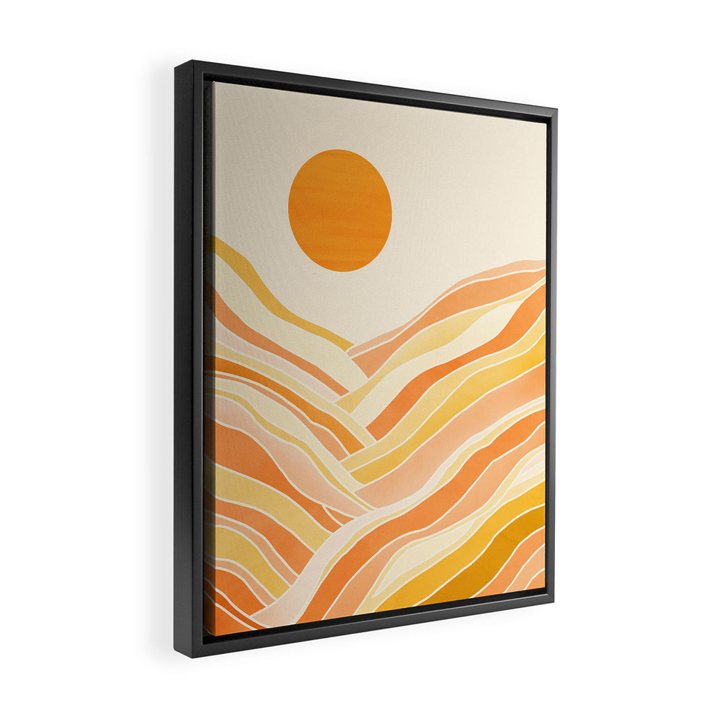 Golden Mountain Sunset / Abstract Landscape Framed Canvas Print Gallery Image 2