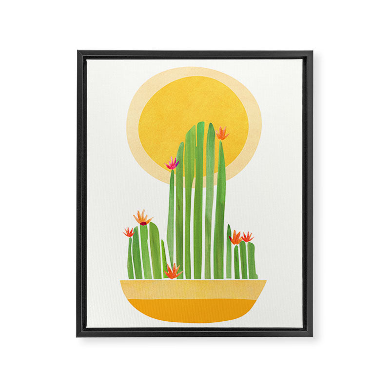 Golden Summer Cactus Framed Canvas Print Gallery Image 6