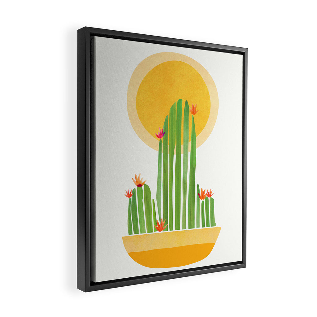 Golden Summer Cactus Framed Canvas Print Gallery Image 2