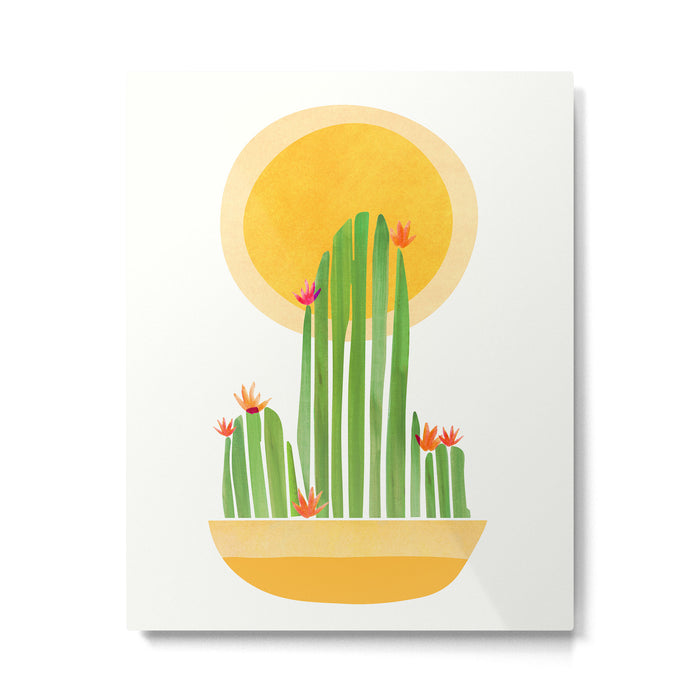 Golden Summer Cactus Metal Print Gallery Image 1