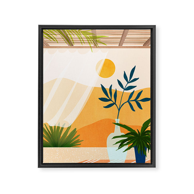 Golden Sunset Terrace Framed Canvas Print Gallery Image 6