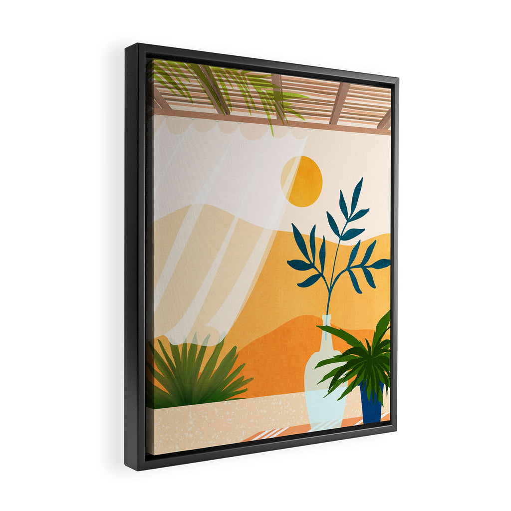 Golden Sunset Terrace Framed Canvas Print Gallery Image 2