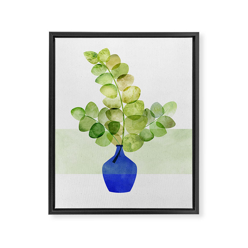 Green and Blue Eucalyptus Bouquet Framed Canvas Print Gallery Image 8