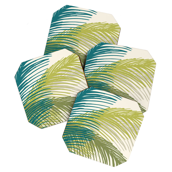 Green Palm Leaf Silhouettes Coaster Gallery Image 1
