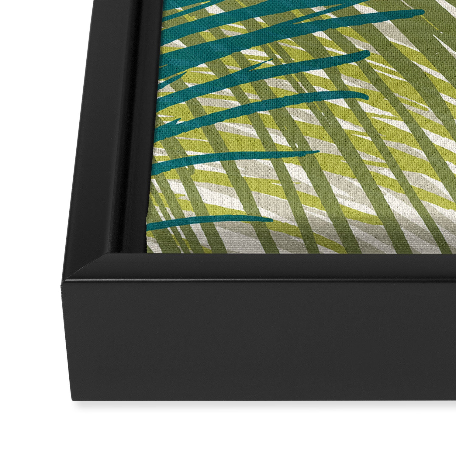 Green Palm Leaf Silhouettes Framed Canvas Print Gallery Image 3