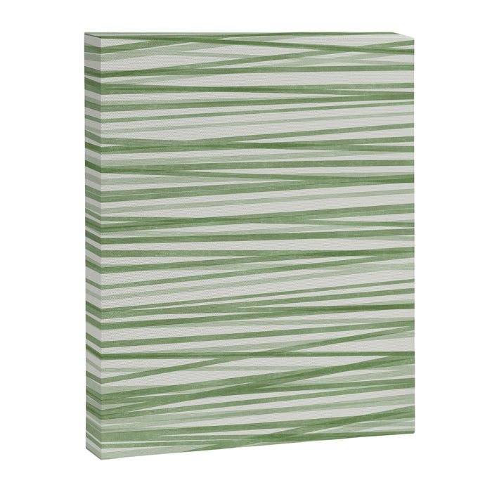 Green Stripes - Modern Abstract Style Canvas Print Gallery Image 1