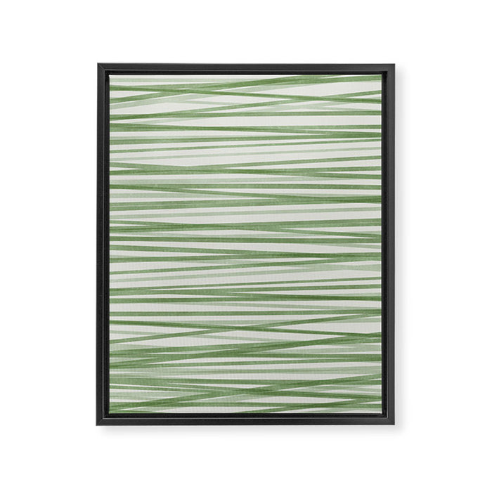 Green Stripes - Modern Abstract Style Framed Canvas Print Gallery Image 1