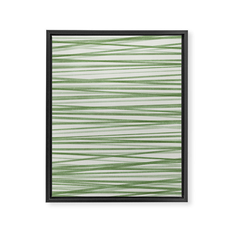 Green Stripes - Modern Abstract Style Framed Canvas Print Gallery Image 8