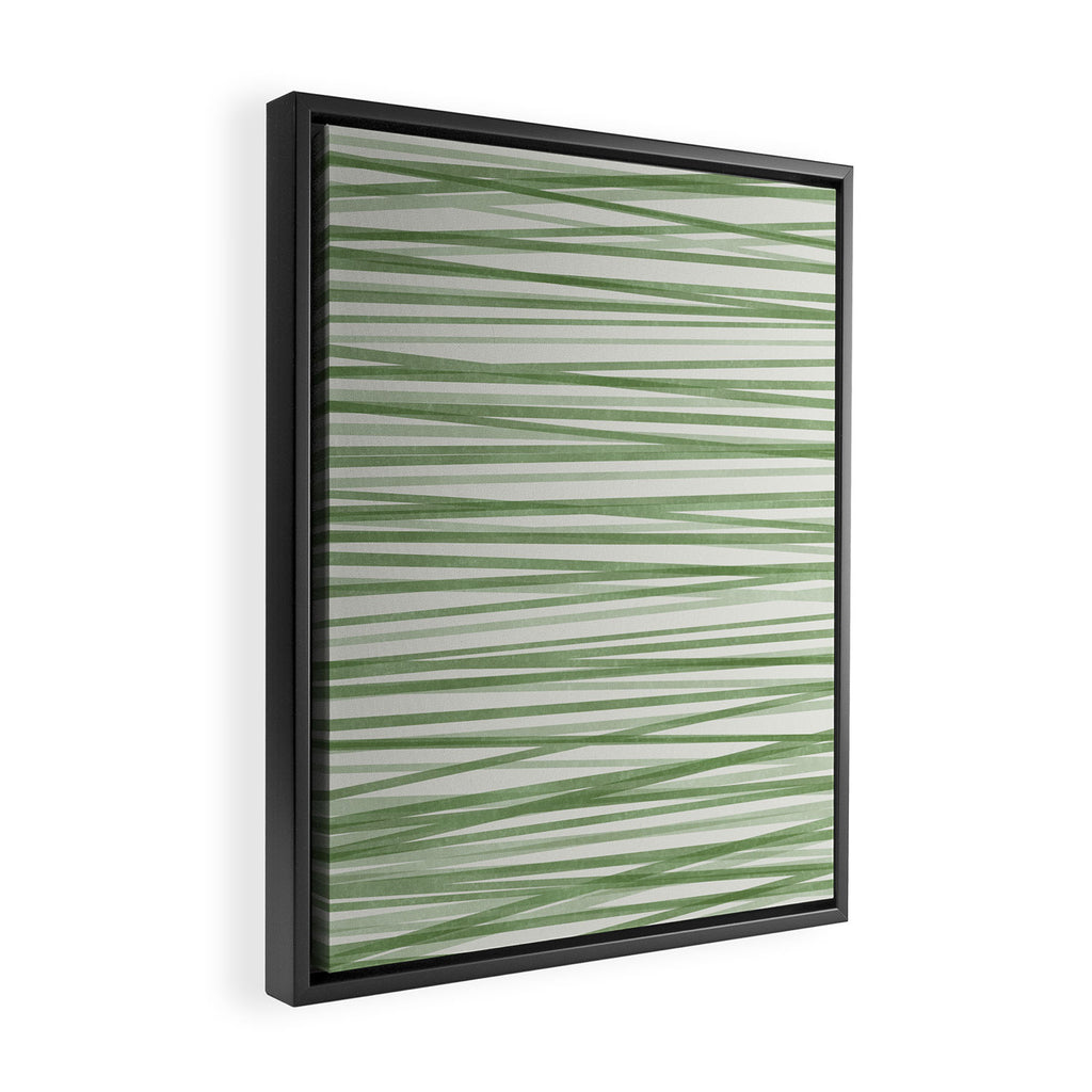 Green Stripes - Modern Abstract Style Framed Canvas Print Gallery Image 2
