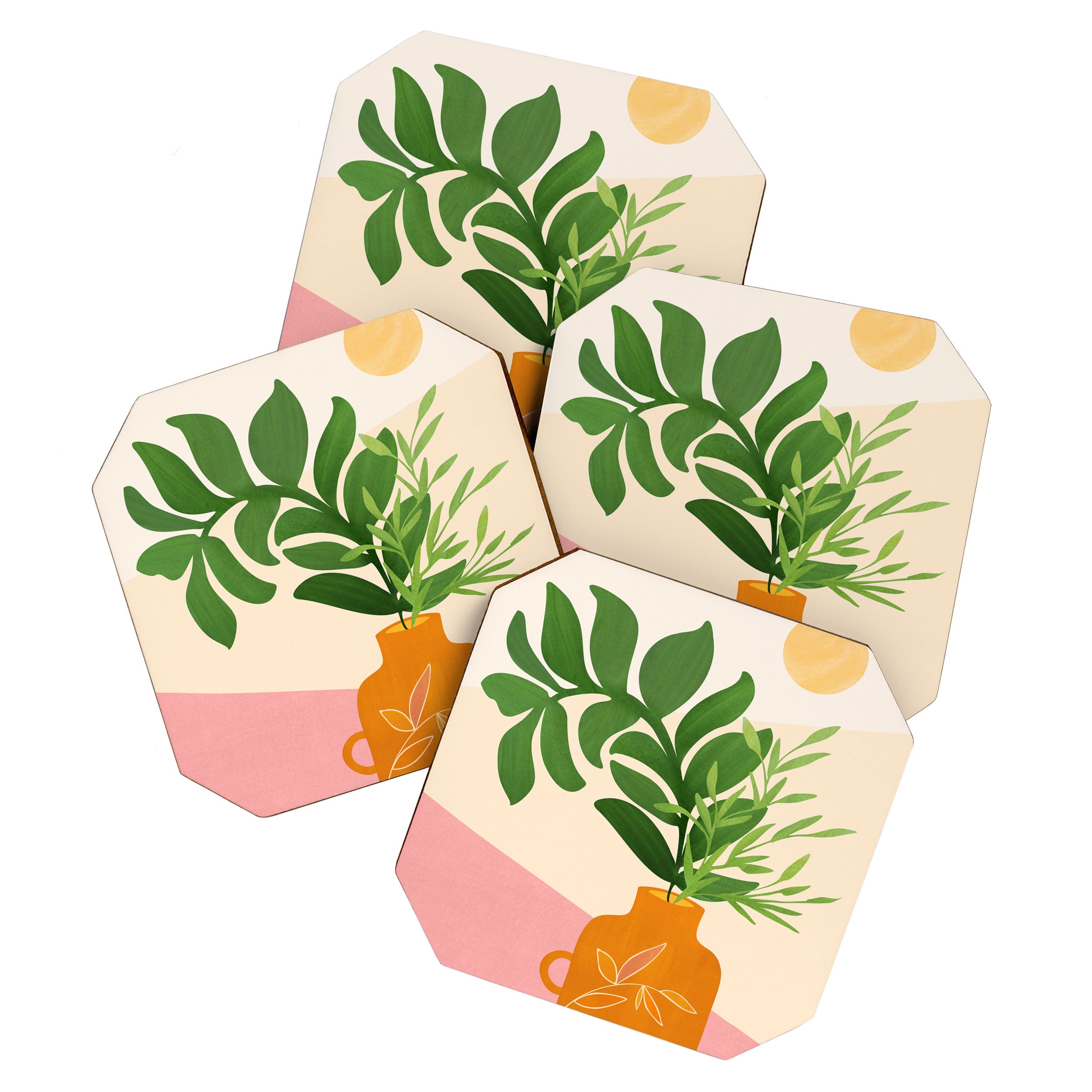 Greenery and Sunlight Botanical Still Life Coaster Gallery Image 1