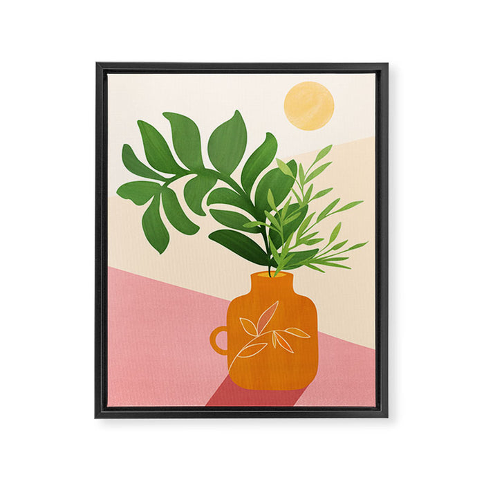 Greenery and Sunlight Botanical Still Life Framed Canvas Print Gallery Image 1