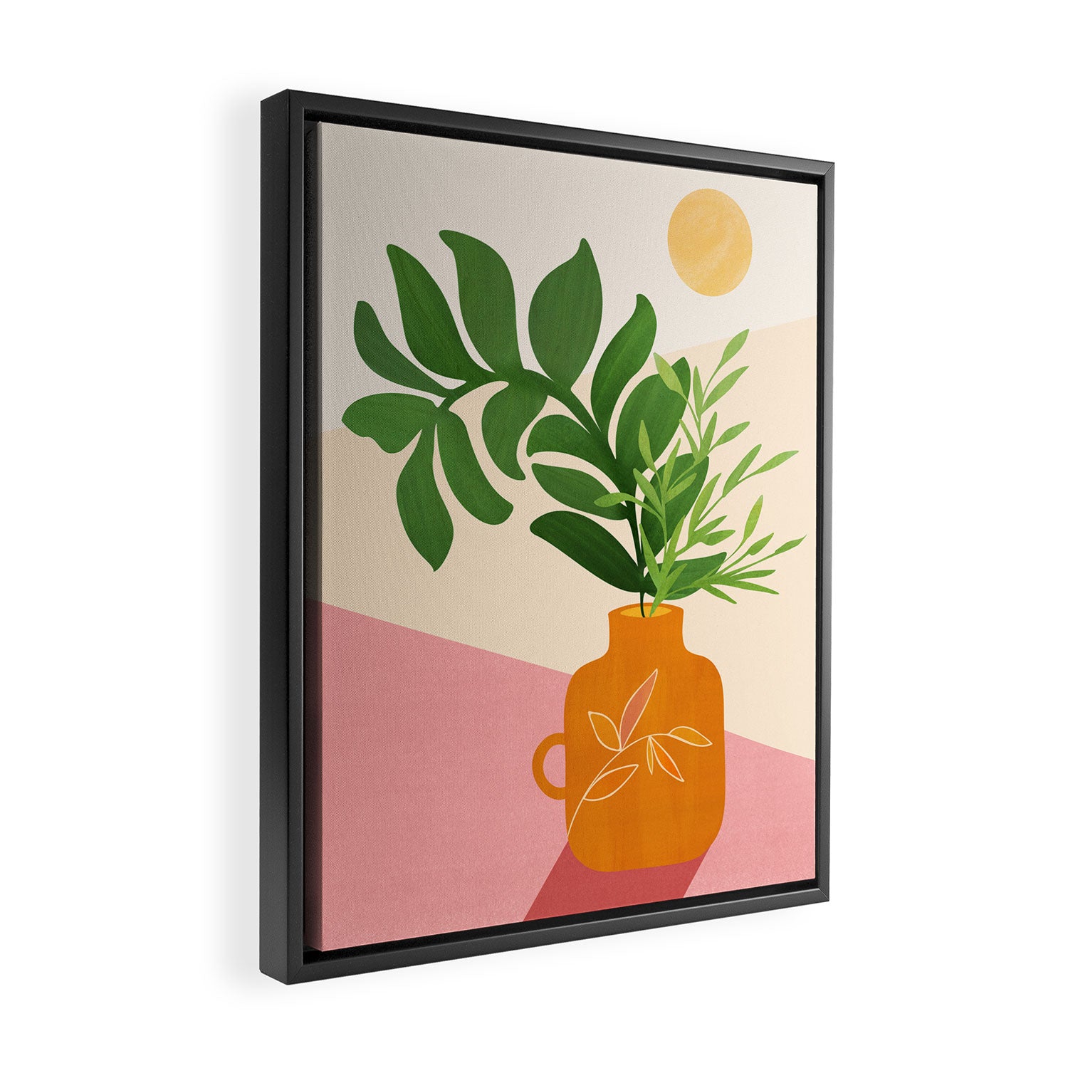 Greenery and Sunlight Botanical Still Life Framed Canvas Print Gallery Image 2
