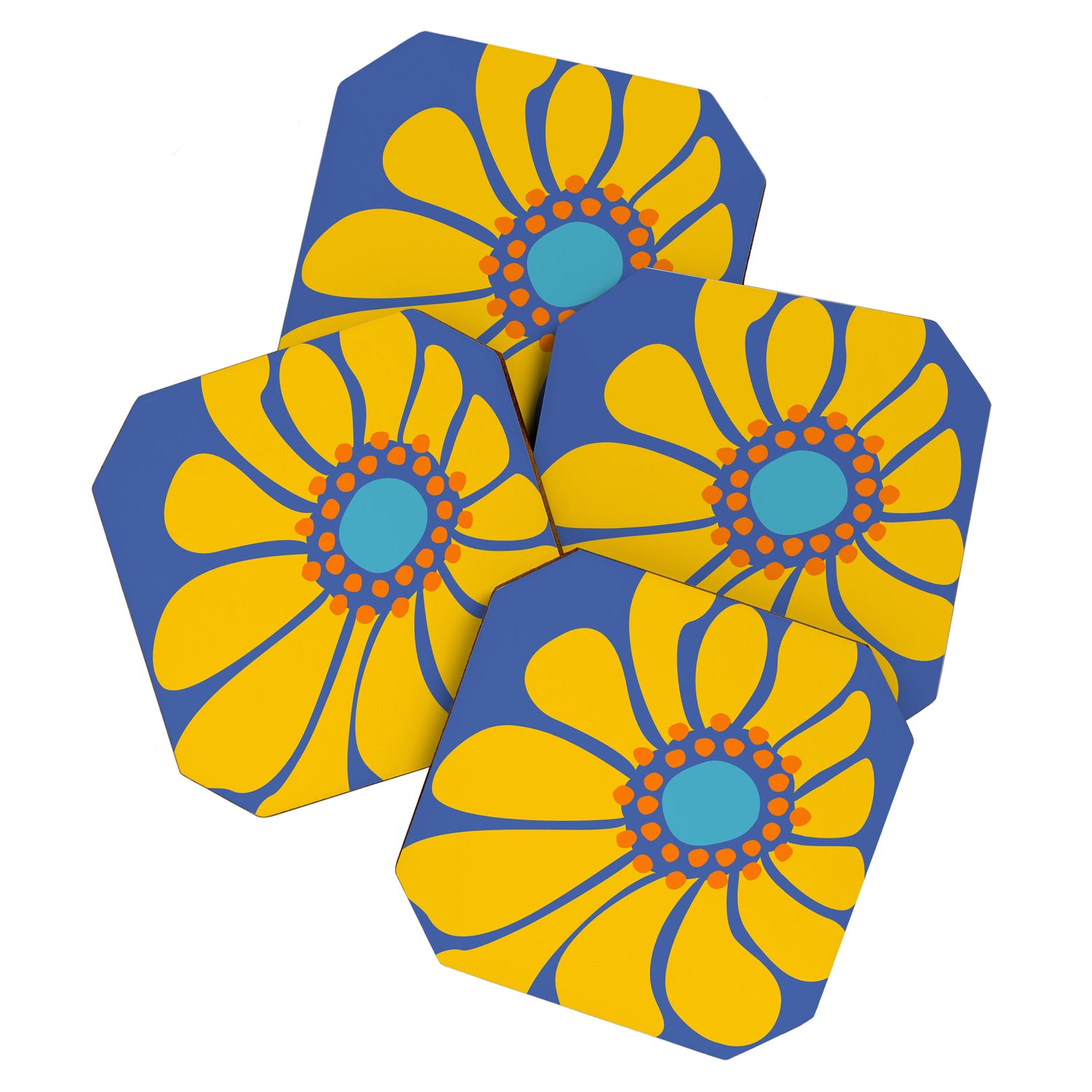 Groovy Yellow Flower Coaster Gallery Image 1