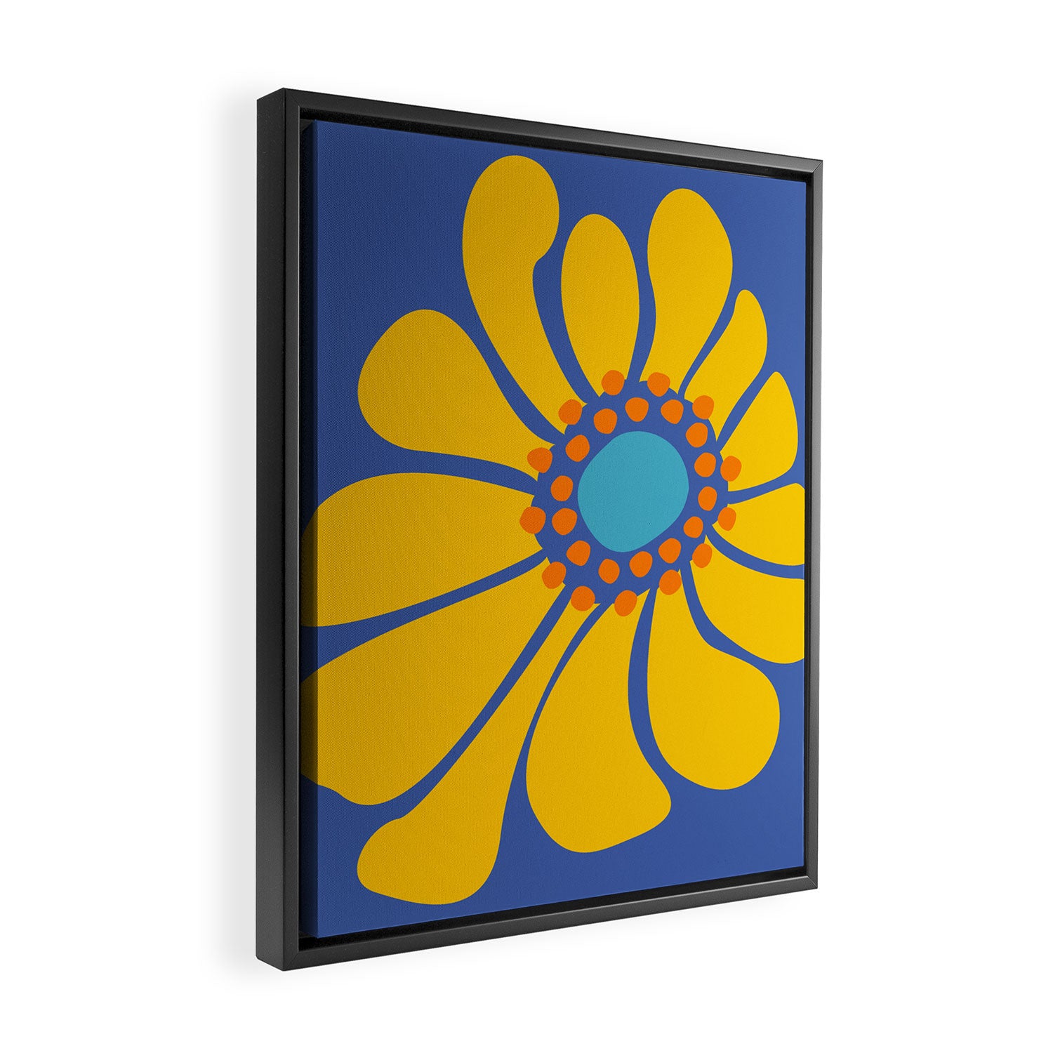 Groovy Yellow Flower Framed Canvas Print Gallery Image 2