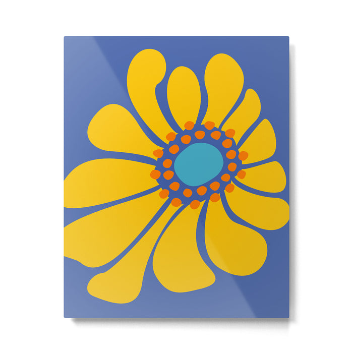 Groovy Yellow Flower Metal Print Gallery Image 1