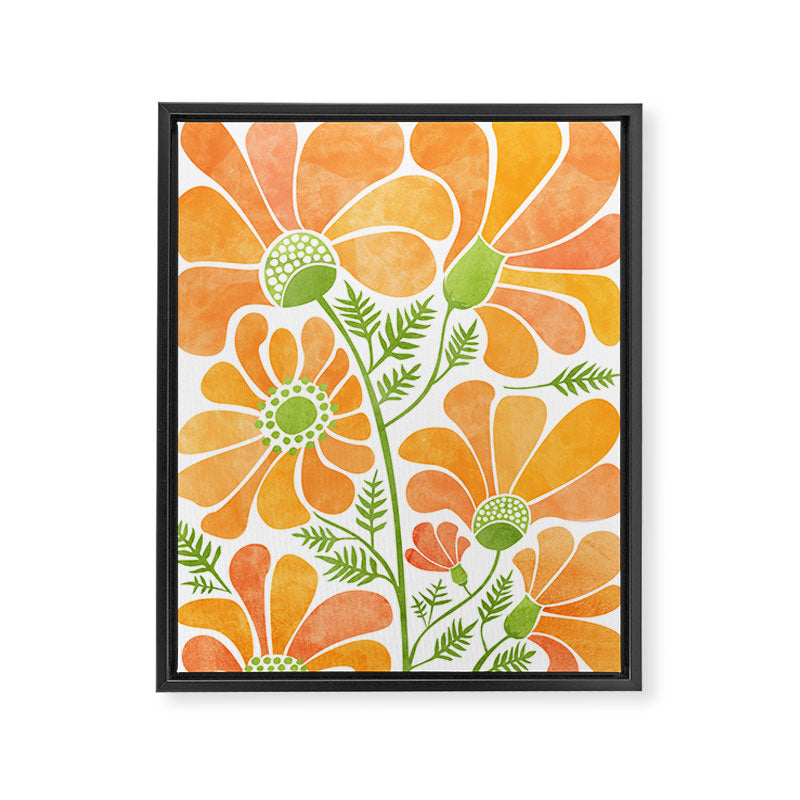 Happy California Poppies Floral Framed Canvas Print Gallery Image 6