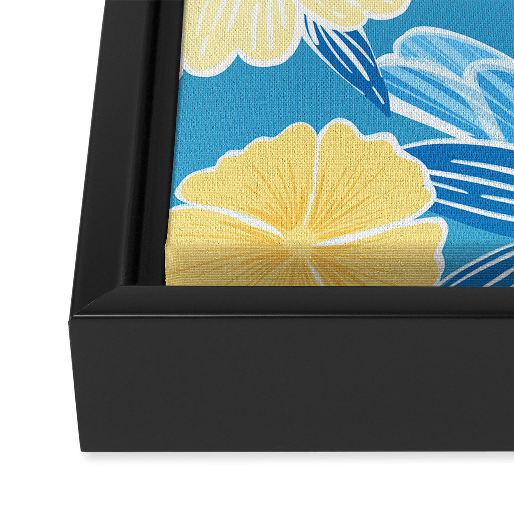 Hibiscus Lemon Botanical Pattern  Framed Canvas Print Gallery Image 3
